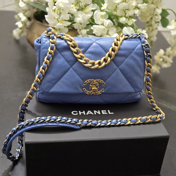 CHANEL Handbags - Chanel 19 Blue Quilted Lambskin With Chain Blue - Medium